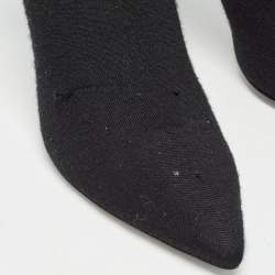 Pre Owned René Caovilla Black Knit Fabric Embellished Sock Boots Size 41