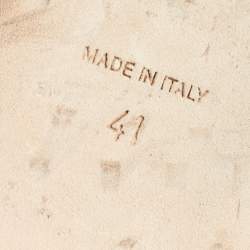 Pre Owned René Caovilla Gold Leather Ankle Wrap Flat Sandals Size 41