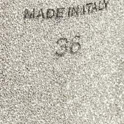 Pre Owned René Caovilla Blue/Gold Satin Crystals Embellished Slide Sandals Size 36