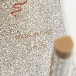 Pre Owned René Caovilla White Satin Crystal Embellished Slingback Ankle Strap Pumps Size 34.5 