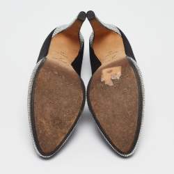 Pre Owned René Caovilla Black Satin Crystal Embellished Platform Pumps Size 37