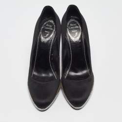 Pre Owned René Caovilla Black Satin Crystal Embellished Platform Pumps Size 37
