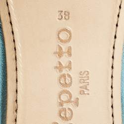 Repetto Metallic Blue Leather Sophia Ballet Flats Size 38