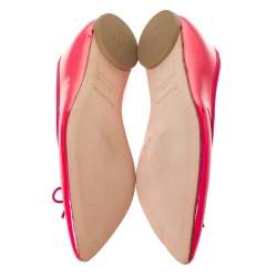 Pre Owned Repetto Pink Patent Leather Bow Embellished "Brigitte" Ballet Flats Size 40