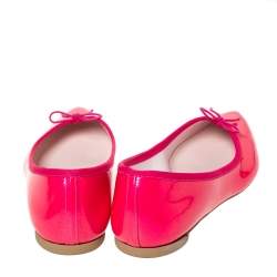 Pre Owned Repetto Pink Patent Leather Bow Embellished "Brigitte" Ballet Flats Size 40