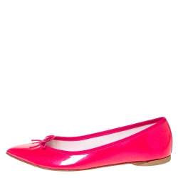 Pre Owned Repetto Pink Patent Leather Bow Embellished "Brigitte" Ballet Flats Size 40