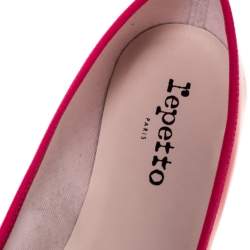 Pre Owned Repetto Pink Patent Leather Bow Embellished "Brigitte" Ballet Flats Size 40