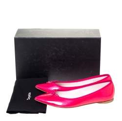 Pre Owned Repetto Pink Patent Leather Bow Embellished "Brigitte" Ballet Flats Size 40