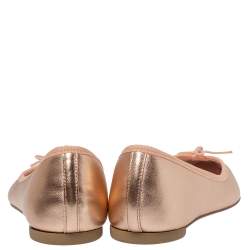 Pre Owned Repetto Metallic Rose Gold Leather "Brigitte" Bow Ballet Flats Size 40