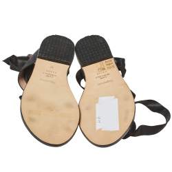 Pre Owned Repetto Black Patent Leather And Satin Leandre Ankle Wrap Flat Sandals Size 37