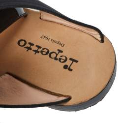 Pre Owned Repetto Black Patent Leather And Satin Leandre Ankle Wrap Flat Sandals Size 37