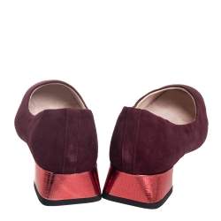 Repetto Burgundy Suede Block Heel Ballerina Size 37.5