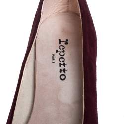 Repetto Burgundy Suede Block Heel Ballerina Size 37.5