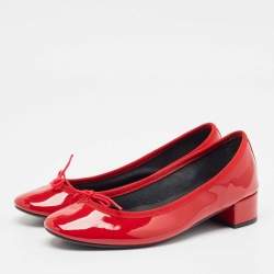 Repetto Red Patent Leather Block Heel Pumps Size 37