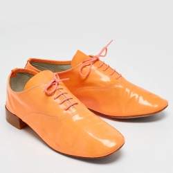 Repetto Orange Patent Leather Lace Up Oxfords Size 39