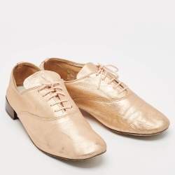 Repetto Metallic Leather Lace Up Oxfords Size 38.5