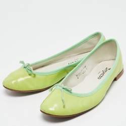Repetto Neon Green Patent Leather Bow Ballet Flats Size 38.5