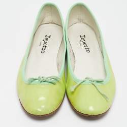 Repetto Neon Green Patent Leather Bow Ballet Flats Size 38.5