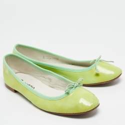 Repetto Neon Green Patent Leather Bow Ballet Flats Size 38.5