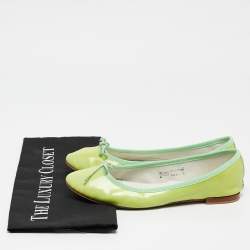 Repetto Neon Green Patent Leather Bow Ballet Flats Size 38.5