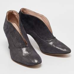 Repetto Metallic Grey Suede Ankle Booties Size 40