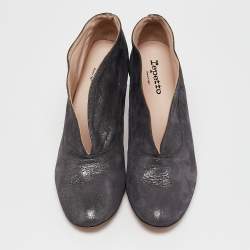 Repetto Metallic Grey Suede Ankle Booties Size 40
