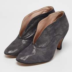 Repetto Metallic Grey Suede Ankle Booties Size 40
