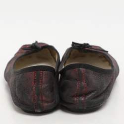 Repetto Black/Red Metallic Leather Bow Ballet Flats Size 39