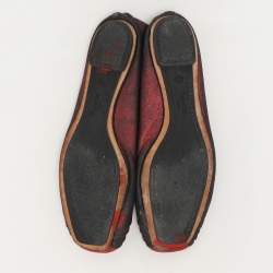 Repetto Black/Red Metallic Leather Bow Ballet Flats Size 39