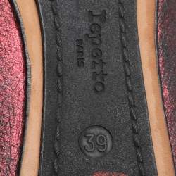 Repetto Black/Red Metallic Leather Bow Ballet Flats Size 39