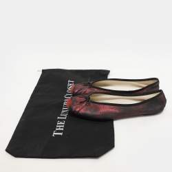Repetto Black/Red Metallic Leather Bow Ballet Flats Size 39