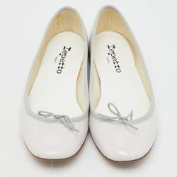Repetto Off White Patent Leather Bow Ballet Flats Size 37.5