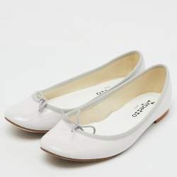 Repetto Off White Patent Leather Bow Ballet Flats Size 37.5