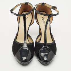 Repetto Black Patent And Suede Ankle Strap Peep Toe Pumps Size 41