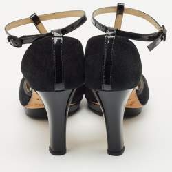 Repetto Black Patent And Suede Ankle Strap Peep Toe Pumps Size 41