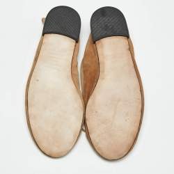Pre Owned Repetto Brown Suede Bow Ballet Flats Size 37