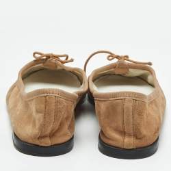 Pre Owned Repetto Brown Suede Bow Ballet Flats Size 37