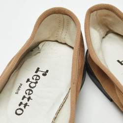 Pre Owned Repetto Brown Suede Bow Ballet Flats Size 37