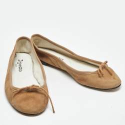 Pre Owned Repetto Brown Suede Bow Ballet Flats Size 37