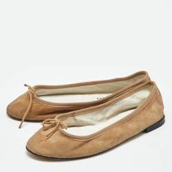 Pre Owned Repetto Brown Suede Bow Ballet Flats Size 37