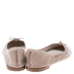Repetto Beige Suede Crystal Embellished Ballet Flats Size 39