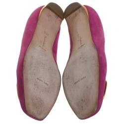 Pre Owned Rupert Sanderson Pink Suede Leather Ballet Flats Size 37.5