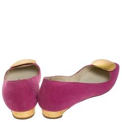 Pre Owned Rupert Sanderson Pink Suede Leather Ballet Flats Size 37.5