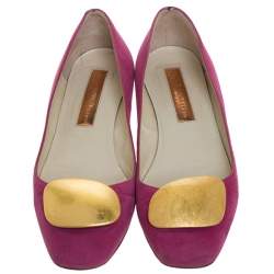 Pre Owned Rupert Sanderson Pink Suede Leather Ballet Flats Size 37.5
