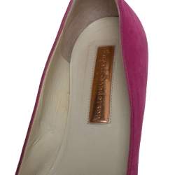Pre Owned Rupert Sanderson Pink Suede Leather Ballet Flats Size 37.5