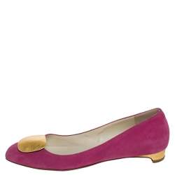 Pre Owned Rupert Sanderson Pink Suede Leather Ballet Flats Size 37.5