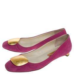 Pre Owned Rupert Sanderson Pink Suede Leather Ballet Flats Size 37.5