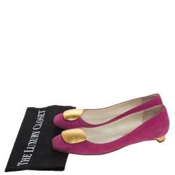 Pre Owned Rupert Sanderson Pink Suede Leather Ballet Flats Size 37.5