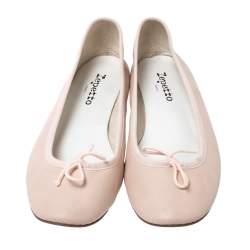 Repetto Light Pink Leather Bow Embellished Ballet Flats Size 42