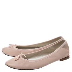Repetto Light Pink Leather Bow Embellished Ballet Flats Size 42